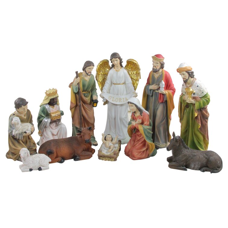 11 Piece Religious Christmas Nativity Set with Removable Baby Jesus